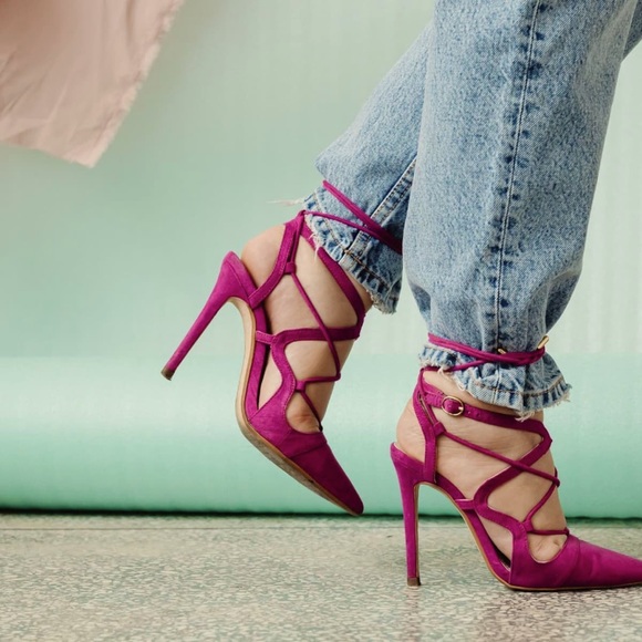 Zara Shoes - SOLD!! ZARA TRAFALUC Women Fuchsia Magenta Pink Suede Ankle Heel Shoes 37 6.5 US